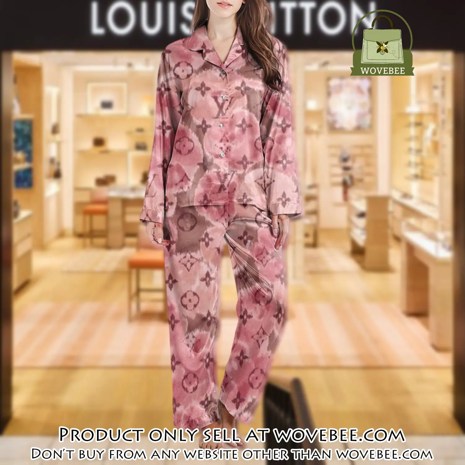 Lv monogram long satin pajama set pjs1035 wvb1358997